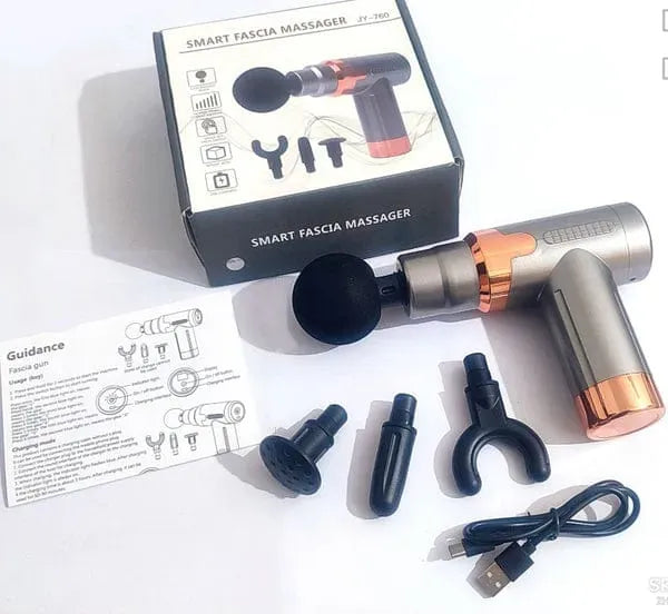 Smart Fascia Massager JY-760 With 4 Massage Heads And 6 Speed Vibration Settings | Random Color